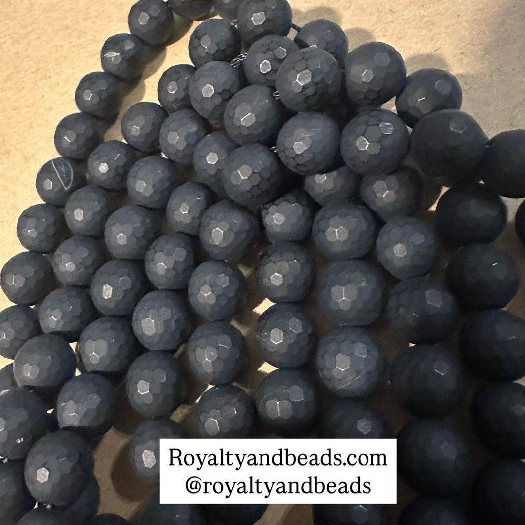 Black onyx faceted beads (matte)