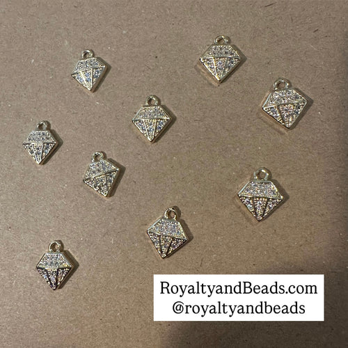 Gold pave diamond charms