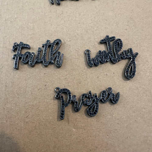 3 pave word charms (black)