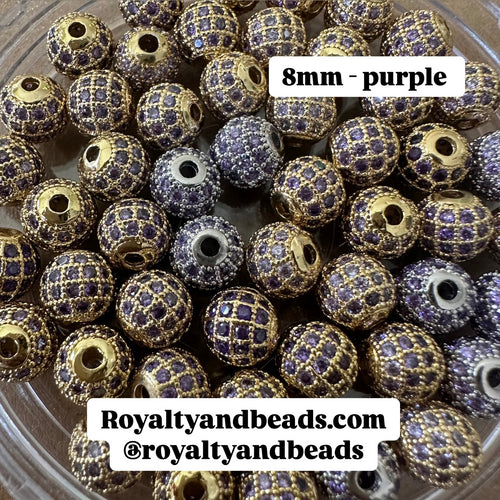 Purple Pave bead spacers 8mm