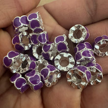 Load image into Gallery viewer, 10 purple heart big hole beads