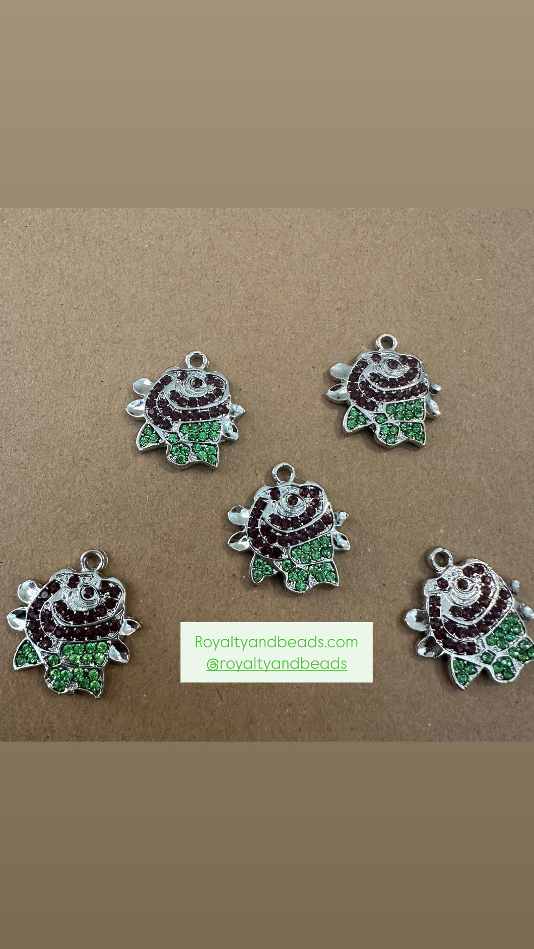 Purple flower charms (silver).