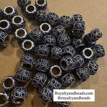 Load image into Gallery viewer, 10 blue rhinestone spacers (large hole)