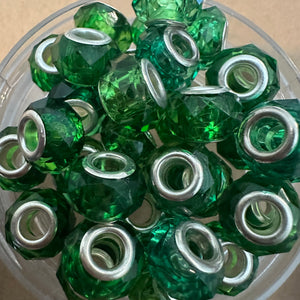 10 green big hole beads