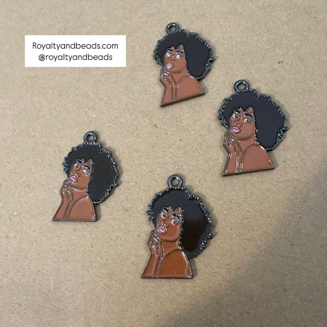 Curly Afro lady charm