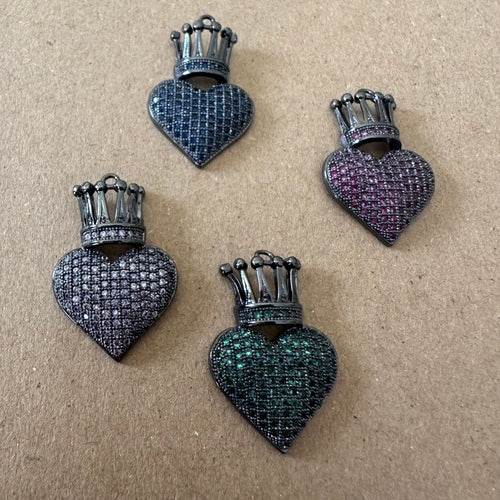 Pave heart charms