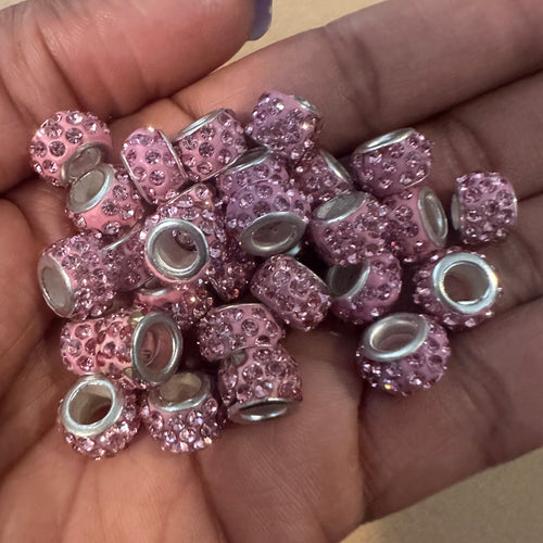 10 pink big hole beads.