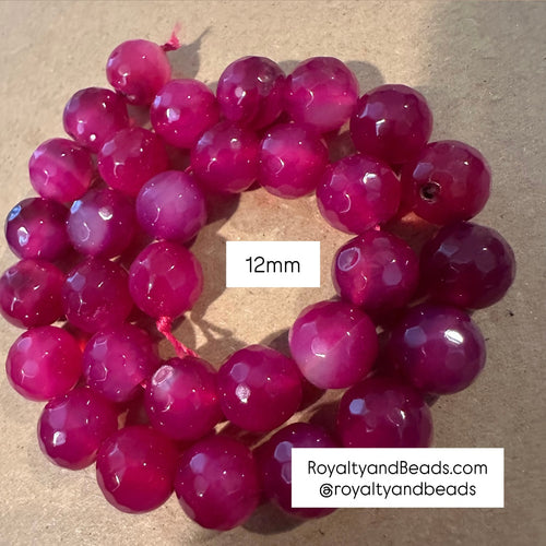 Pink agate beads 12mm