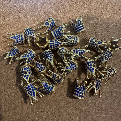 Blue and Gold pave crown charms.