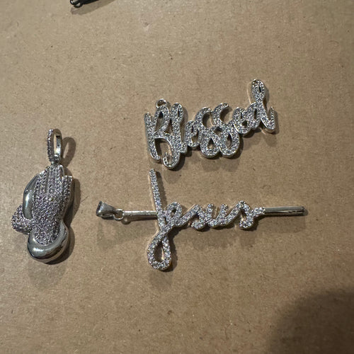 3 pave word charms (silver)