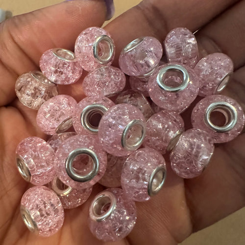 10 pink big hole spacers