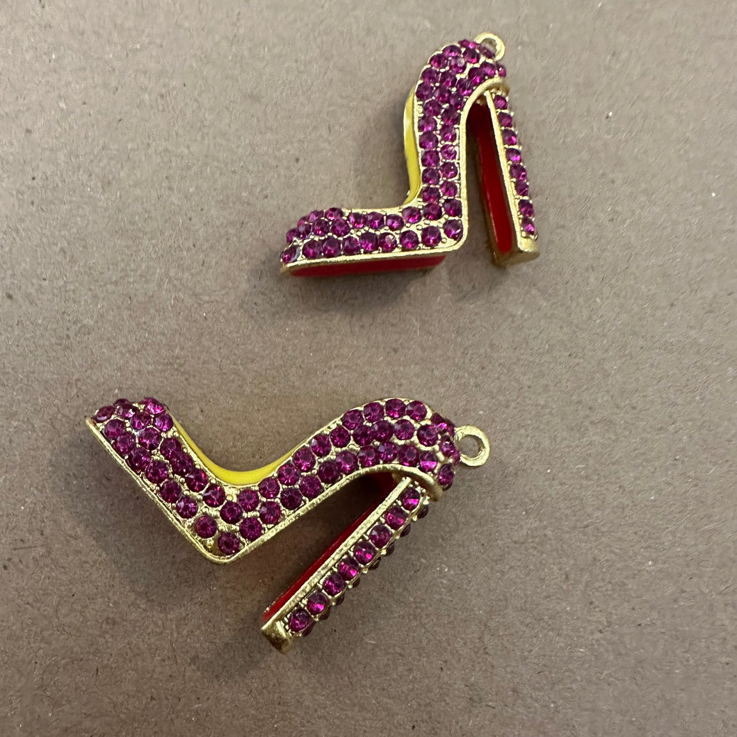 2 pink heel charms