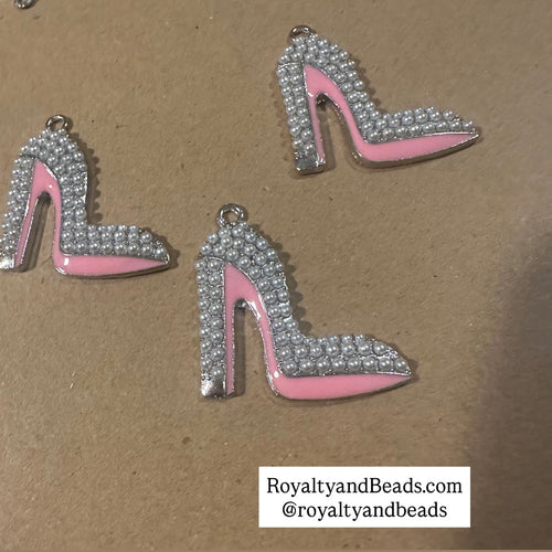 Pink pearl Heel shoe charms