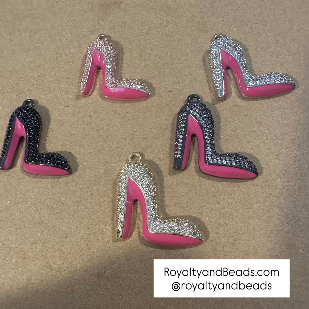 Pave pink heel charms.