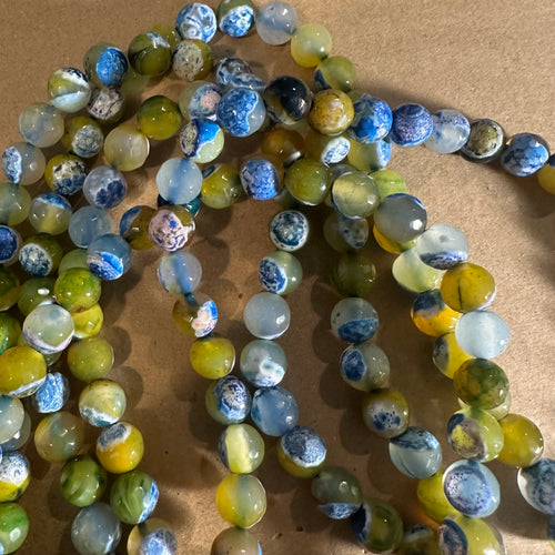 Green and blue agate beads