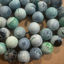 Load image into Gallery viewer, Greenish black agate beads.