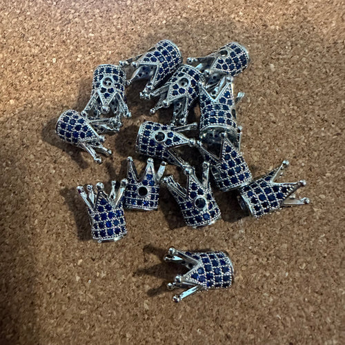 Blue and silver pave crown charms.