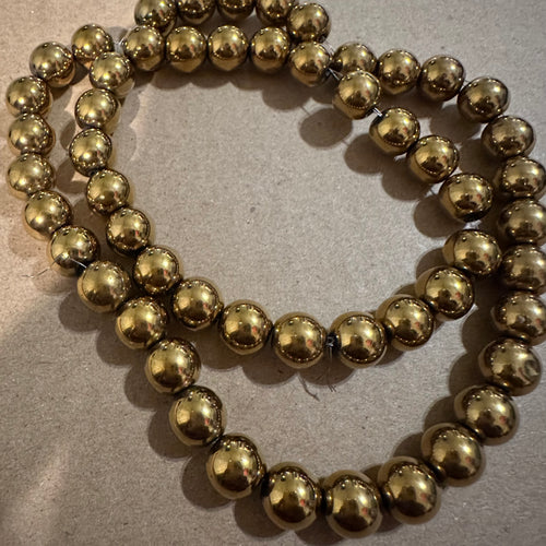 Gold hematite beads 8mm