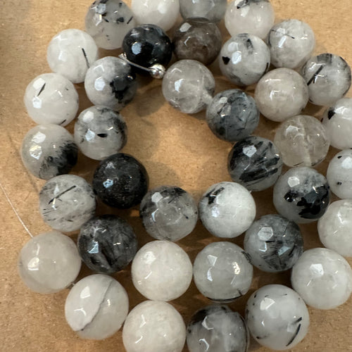 White rutilated Quartz beads