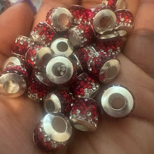 Load image into Gallery viewer, 5 red and white big hole beads.