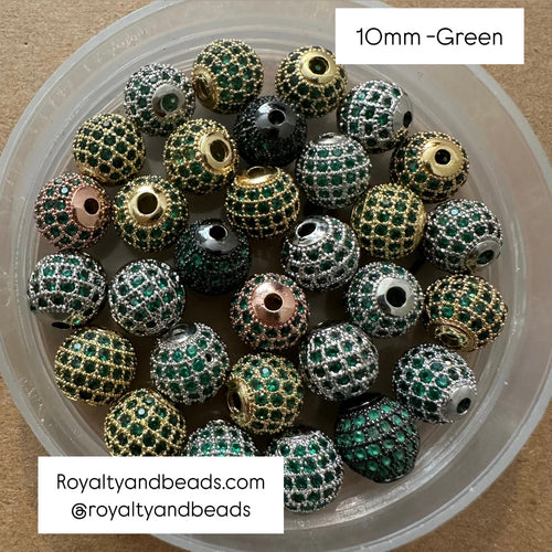 Green Pave beads 10mm