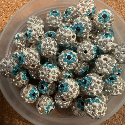 20 white and blue pave beads