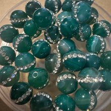 Load image into Gallery viewer, Green rhinestone beads 10mm