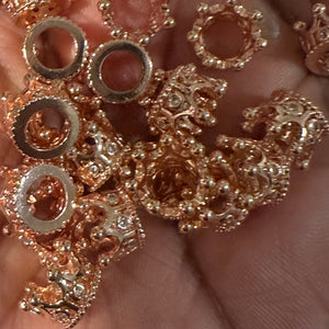 Rose gold crown pave charm