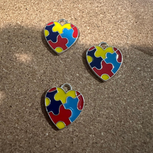 Autism heart Puzzle charm.