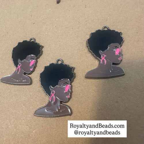 Pink ribbon girl charm