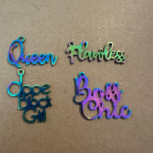 4 rainbow word charms