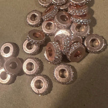 Load image into Gallery viewer, 10 rose gold rhinestone big hole beads