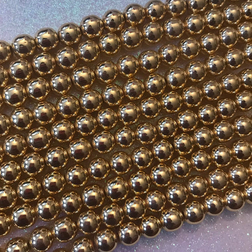 Gold hematite beads 8mm