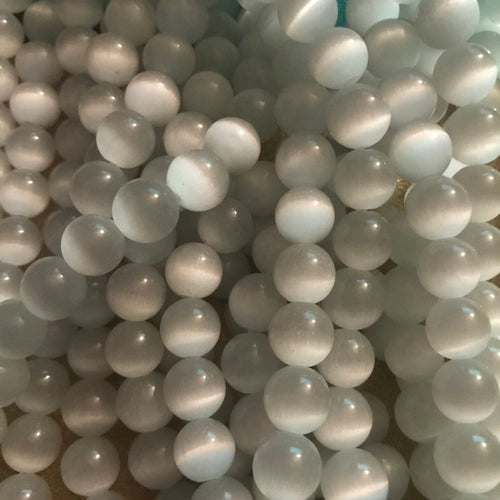 White cats eye beads 8mm