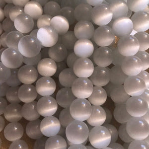 White cats eye beads 8mm