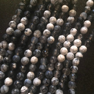 White and gray agate beads 8mm