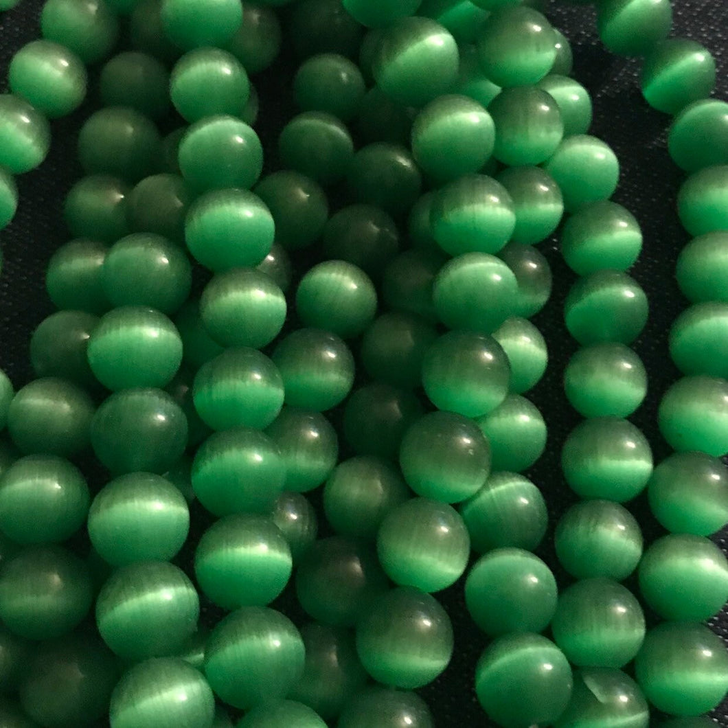 8mm Green cats eye beads