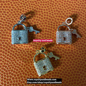 Pave Lock and key charm.