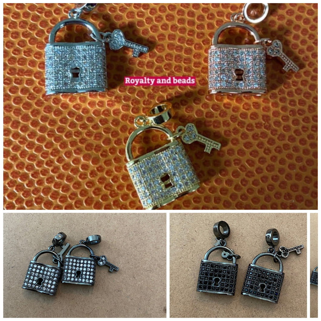 Pave Lock and key charm.