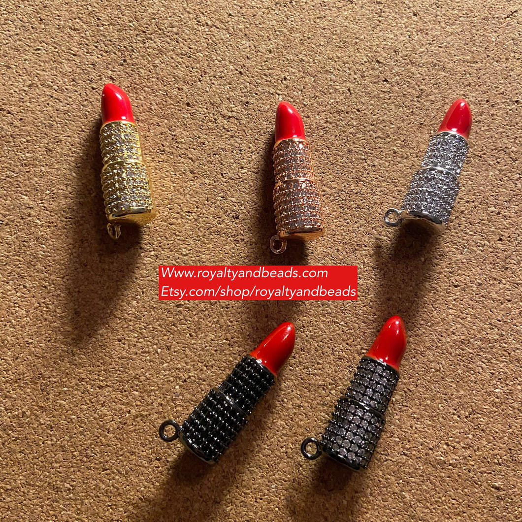 Red Pave Lipstick charms.