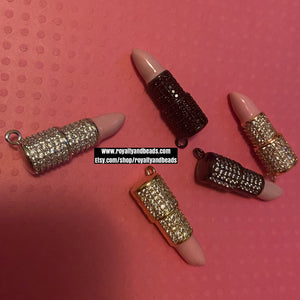 Light Pink Pave Lipstick charms.