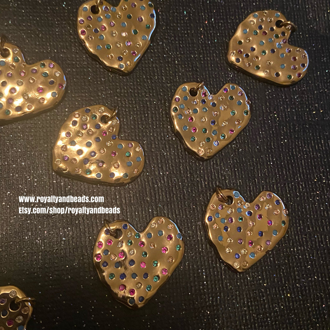 Gold pave heart