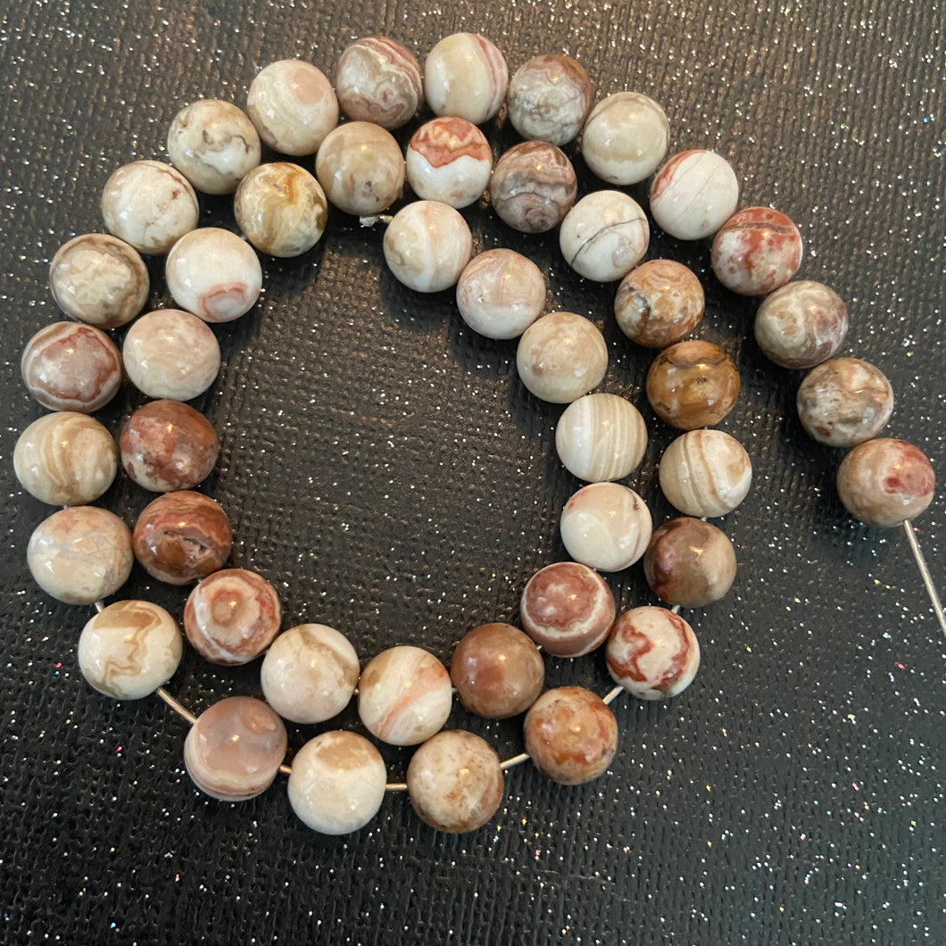 White and tan beads 8mm