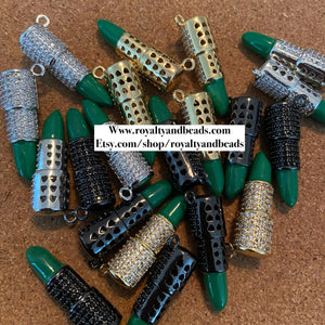 Green Pave Lipstick charms.