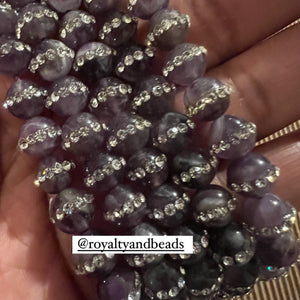 Purple amethyst rhinestone encrusted beads