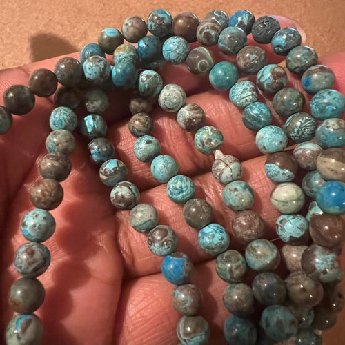 Brown and blue beads 6mm