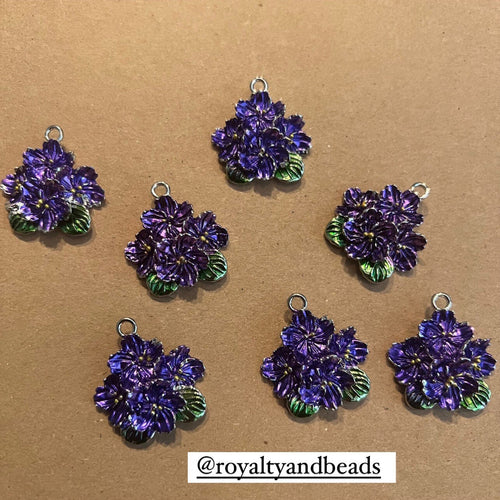 Purple flower charms (silver).