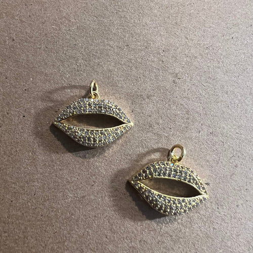 2 pave gold lip charms