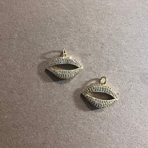 2 pave gold lip charms