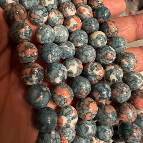 Blue and orange beads.